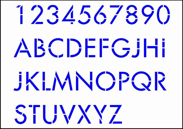 Специальный латинский текстовый шрифт для текстовых и шрифтовых трафаретов.